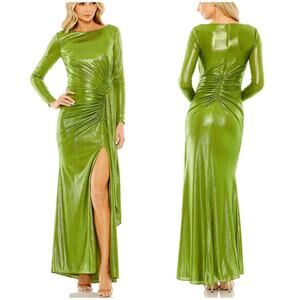 Mac Duggal NWT Metallic Formal Long Sleeve Evening Dress Apple Green Size 6